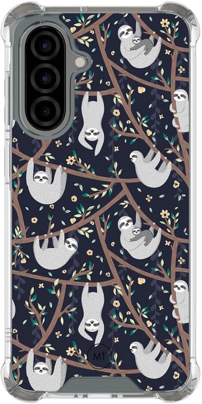 Hoesje (shockproof) geschikt voor Samsung Galaxy A56 - Luiaard print - Extra sterke case - TPU/polycarbonaat - Print - Blauw, Transparant