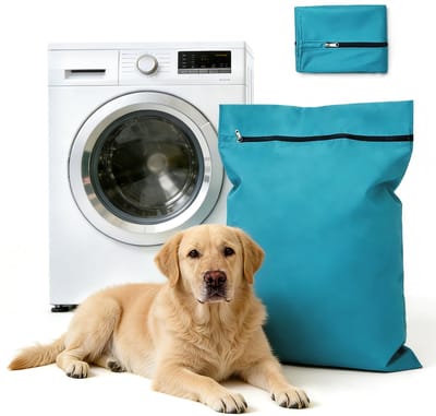 Waszakken voor huisdieren - Waszakken van twill polyester - Grote waszakken met rits - Voorkomt dat waszakken verstopt raken door dierenhaar - Waszakken voor huisdierendekens - Geweldig voor honden en katten (60x70cm) - meer blauw-S