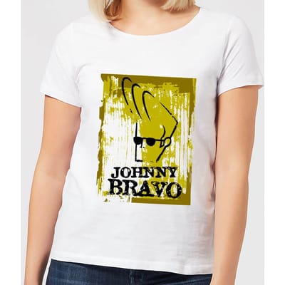 Johnny Bravo Distressed Women's T-Shirt - White - S