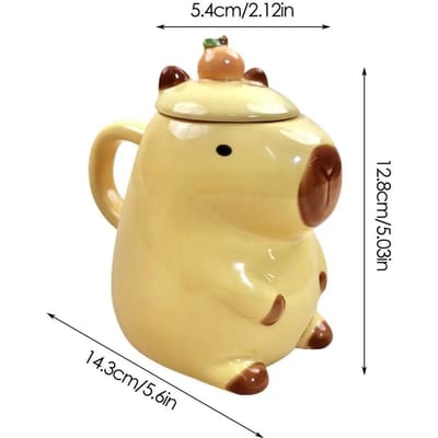 Tasse mignonne de Capybara, tasse en céramique, tasse à café, thé, couple de Capybara, tasse drôle d'animal en forme 3D, nouveauté, passe au micro-ondes pour les amoureux de Capybara 450ml jaune
