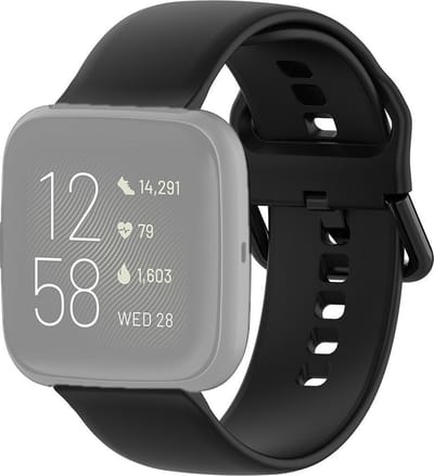 By Qubix - Compatible Fitbit bandje - geschikt voor Fitbit Versa 1 / 2 & Lite siliconen sportbandje met gespsluiting - Zwart - Maat: Small Smartwatchbandje bandje Armband Polsband Strap Band Watchband