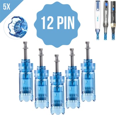 Dermapen naalden - 12 pin - Voor Dr.Pen M8S, A8S en A9 - Microneedling cartidges - Vervangende naaldkoppen - Opzetstuk dermapen - Anti-aging - Huidverzorging - ENKEL GESCHIKT VOOR DR.PEN M8S, A8S en A9 - 5 stuks + Sprayflesje 50 ml per bestelling