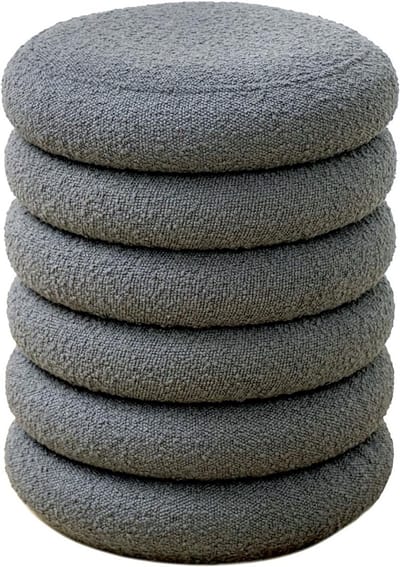 Ronde Opbergkruk met Bouclé Bekleding Donkergrijs