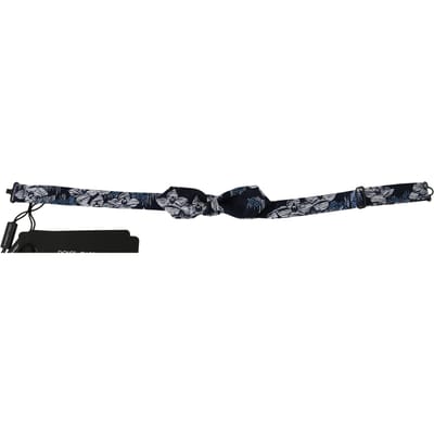 Dolce & Gabbana Navy Blauw gebloemde slanke verstelbare hals Papillon herenstrik