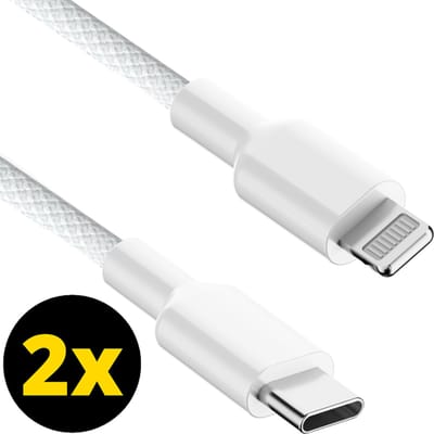 ThunderGold 2x Oplader kabel geschikt voor iPhone - Kabel geschikt voor lightning - USB C kabel - Lader kabel - Gevlochten