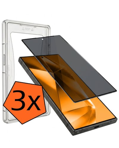 Screenprotector - 3 Stuks - Geschikt voor Samsung Galaxy S24 Ultra - Met Installatie Kit - Privacy Filter - Flexibel Glas - Beschermglas - Tempered Glass - Screen Protector