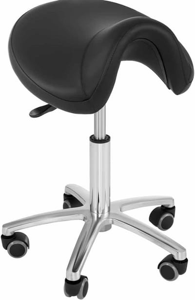 Zadelkruk op Wielen - Kapperskruk Ergonomisch - Tabouret - Zwart