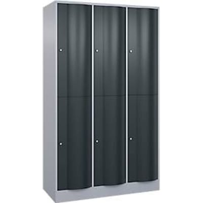 C+P Garderobekast Resisto, 3 vakken, 6 vakken, B 1148 x D 540 x H 1950 mm, blank aluminium/antracietgrijs