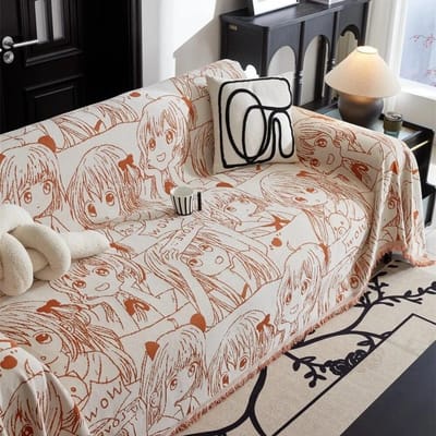 Cartoon Meisje Bankhoes Bankhanddoek Chenille Bankhoes Huisdiermat Bankovertrek Plaid Deken voor Woonkamer housses de canapé 180x130cm