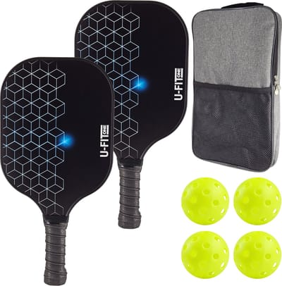 U Fit One Pickleball Set met Ballen – Pickleball Paddles/Rackets – Peddel – Padel – Padel Rackets – Inclusief Tas/Cover - Blauw