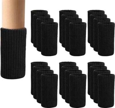 Consumerce® Elastische Stoelpoot Beschermers Set van 24 Zwart – Stoelsokken – Viltjes Stoelpoten – Sokken – Stoeldoppen – Stoelbeschermer – Meubel Glijders – Meubelpoot – Poten voor Meubels