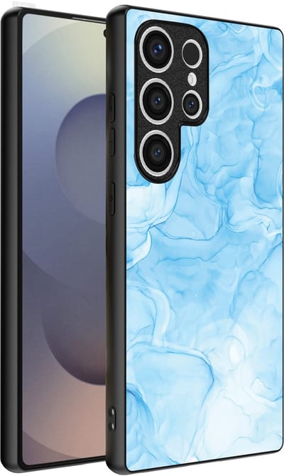 Smartphonica Telefoonhoesje Geschikt voor Samsung Galaxy S25 Ultra met marmer opdruk - TPU backcover case marble design - Lichtblauw geschikt voor Samsung Galaxy S25 Ultra