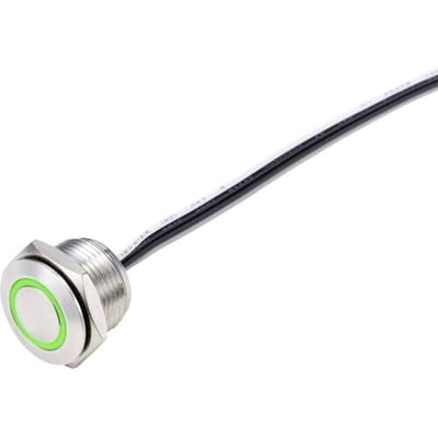 TRU COMPONENTS TC-9219104 Druktoets 24 V/DC 50 mA 1x uit/(aan) Moment Groen IP40 1 stuk(s)