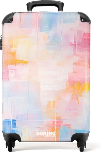 NoBoringSuitcases.com® - Handbagage koffer lichtgewicht - Reiskoffer trolley - Abstracte kleuren - Rolkoffer met wieltjes - Past binnen 55x40x20 en 55x35x25