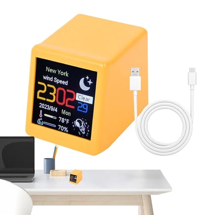 Weerstations Monitor - Digitale Klok - Desktop Decoratie - Wifi Connectiviteit - 189 inch Scherm - Wit