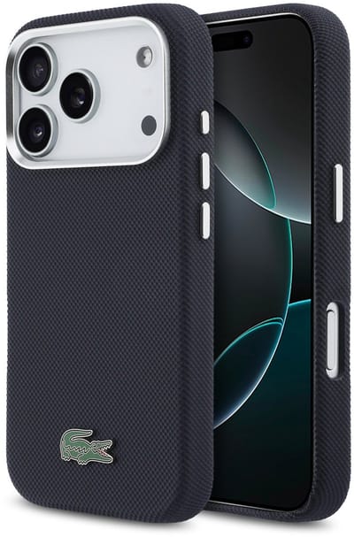 Lacoste - hoesje voor iPhone 17 Pro - MagSafe Metal Edges Iconic Petit Pique Logo - Navy