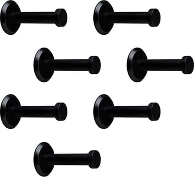 7 stuks SOTECH kapstokhaken Talea RVS zwart gepoederlakt lengte: 53 mm incl. plaatje en bevestigingsset