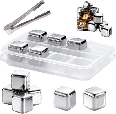 Solidchoice - Set van 8 Herbruikbare Whiskey Koelstenen van RVS