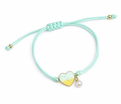 Armband Meisje- Touw Armband- Meisjes armbandje hartje- Armband Hartje- Koordarmband- Parel- Groen- Touw- Kind- LiLaLove