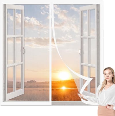 Magnetisch Hor voor Raam 106 x 145 cm Witte Vliegendeur Zonder Boren