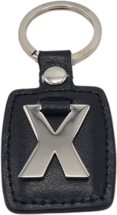 Deco4yourhome® - Sleutelhanger - Zilver/Zwart - Letter X - Kunstleer - Metaal