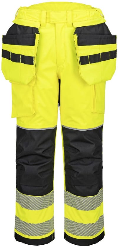 Portwest PW3 Vlamvertragende Modaflame Hi-Vis winterbroek met holsterzakken FR427 - Geel/Zwart - L