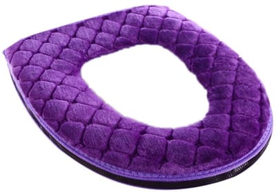 Verwarmde toiletbrilhoes - Pluche fleece - Verwarmd en rekbaar - Universele maat - Toiletbrilhoes - Toiletbril - Toiletbrilhoes - Zacht - Wasbare toiletbrilhoes - Verdikt - Paars