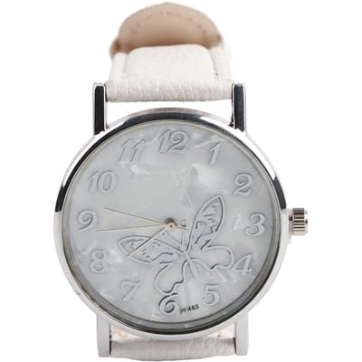 Modieuze PU Leer Band Quartz Horloge Dames Vrouwelijk Analoog Polshorloges Wit wit