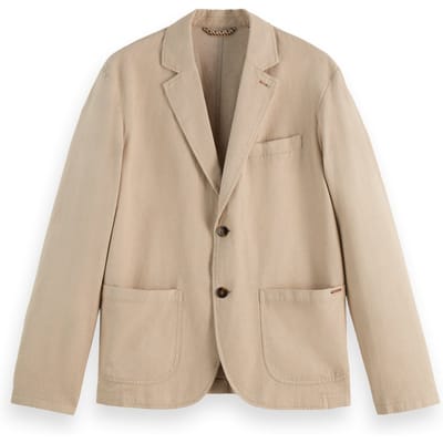 Scotch & Soda Relaxed-fit Cotton Linen Twill 2-button Blazer Plaza Taupe Taglia: S | Blazers Outlet | Uomo | Bianco