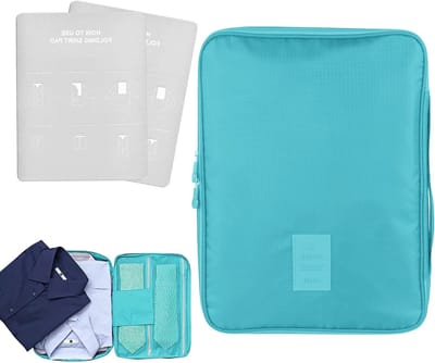 Draagbare Reis Tas voor Hemden, Vouwvrij en Antivouw, Ideaal voor Kofferopslag en Organisatie, Blauw en Modern