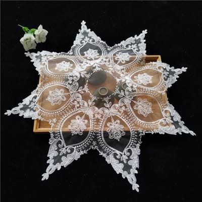 Nappe octogonale brodée en dentelle européenne, jolie nappe ronde pour chambre à coucher, bureau, décoration de Noël Octagonal 60cm white