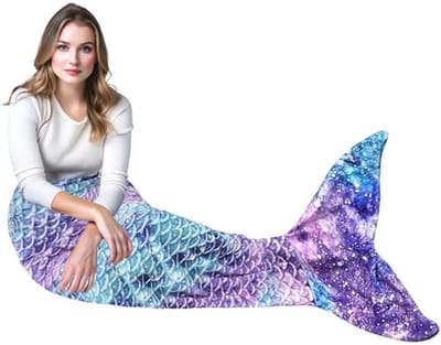 Zachte Flanellen Zeemeermin Deken voor Volwassenen - Draagbare Vin 160x70cm - Gezellig voor Sofa en Bed