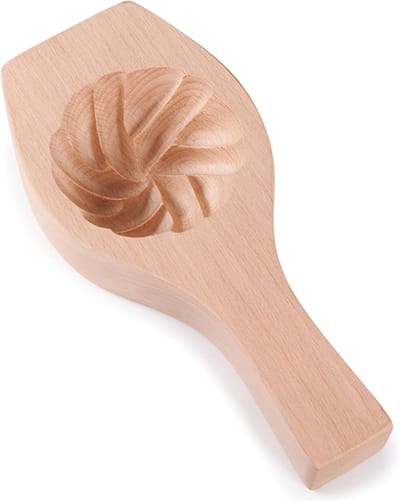 Broodjesvorm Hout - Deegstempel Bao - Zelf Broodjes Maken - Handgesneden Patroon - 21 cm - Natuurlijk Hout