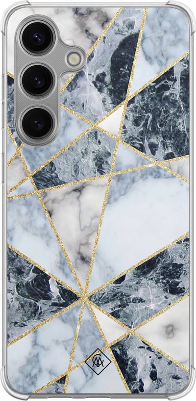 Casimoda® hoesje - Geschikt voor Samsung Galaxy S24 Plus - Marmer Blauw - Shockproof case - Extra sterk - TPU/polycarbonaat - Blauw, Transparant