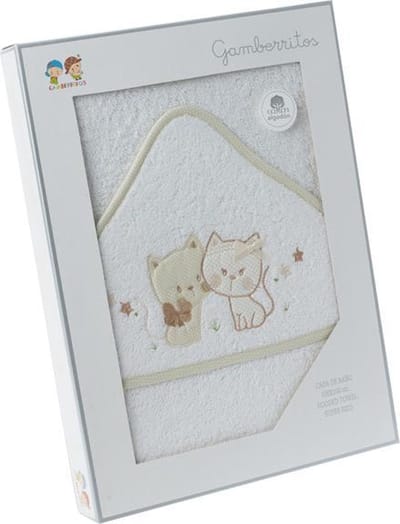 Gamberritos Badcape Katjes 100 X 100 Cm Katoen Wit/beige