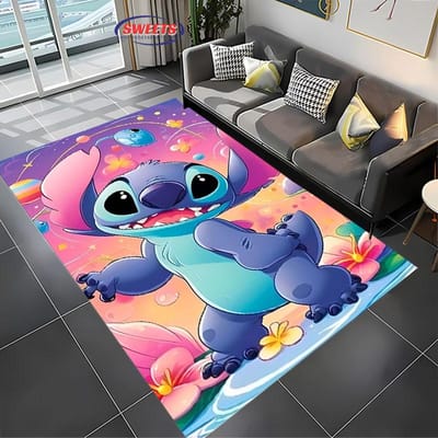 NR.3 Disney Lilo & Stitch Thema Tapijt! Slaapkamer Woonkamer Bedmat, Antislip Exquise Huisdecoratie, Duurzaam Machinewasbaar Kleed 120*160cm