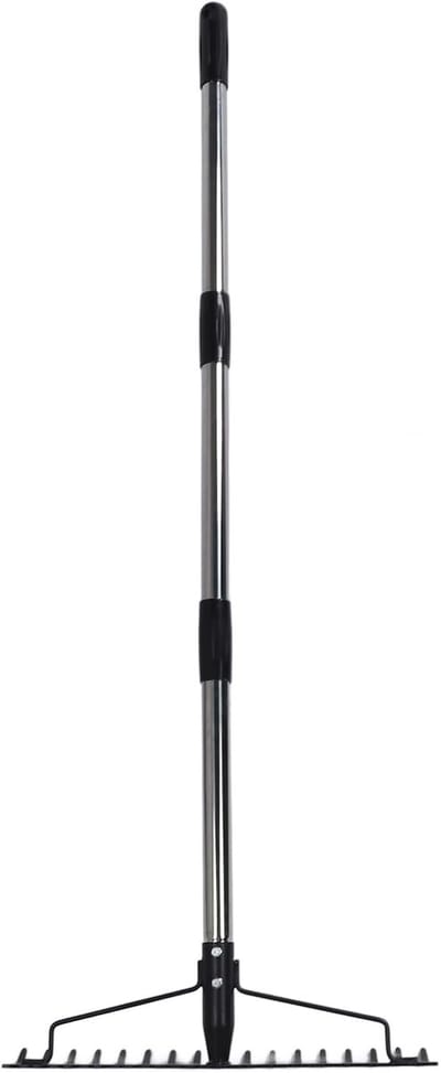 Tuinhark met metalen kop - Afneembare hark Grondbewerker - Tuinonderhoud - 17 verstelbare tanden - 43 cm breed - Metaal