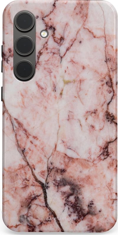 Casetastic hoesje geschikt voor Samsung Galaxy S24 Plus - Dubbellaagse bescherming - Koraalrif Marmer - Fashion Case - Lichtroze Perzik