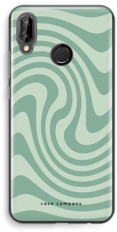 Case Company® - Hoesje geschikt voor Huawei P20 Lite hoesje - Swirl Groen - Soft Cover Telefoonhoesje - Bescherming aan alle Kanten en Schermrand
