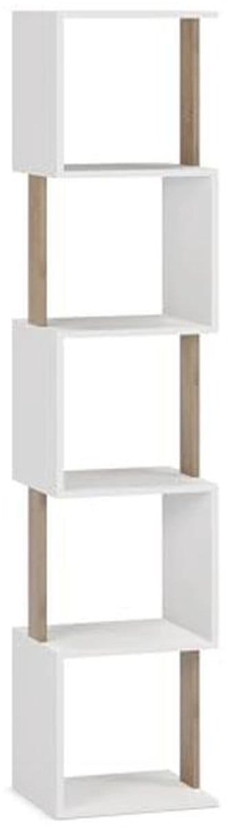 Wandrek met 5 Gaten - Wit en Eiken - Modern Design voor Woonkamer, Eetkamer of Kantoor