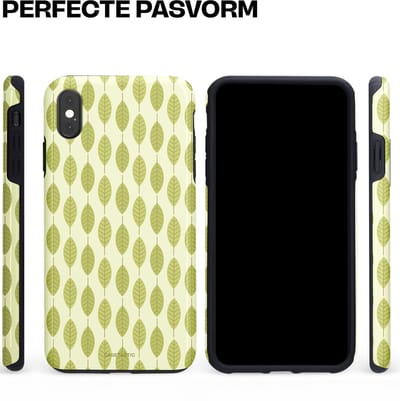 Casetastic hoesje geschikt voor Apple iPhone XS Max - Dubbellaagse bescherming - Bladerenpracht in het groen - Fashion Case - Crème Olijfgroen