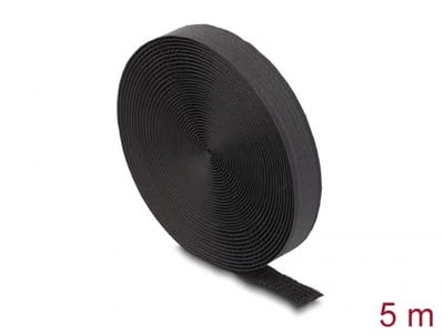 Delock Hook-and-Loop tape on roll with strap L 5 m x W 20 mm black