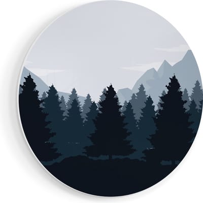 Artaza Forex Muurcirkel Bos Met Bomen Illustratie - Abstract - 60x60 cm - Wandbord - Wandcirkel - Rond Schilderij - Wanddecoratie Cirkel