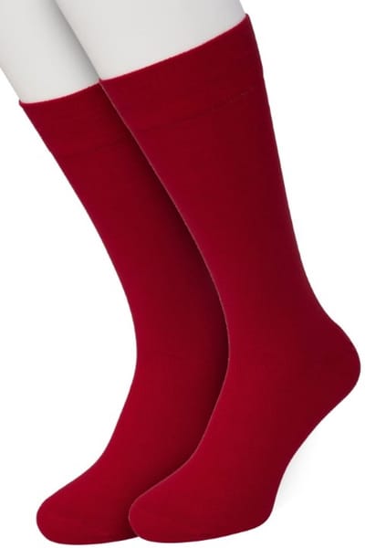 Bonnie Doon Basic Sokken Heren Rood maat 40/46 - 2 paar - Basis Katoenen Sok - Gladde Naden - Brede Boord - Uitstekend Draagcomfort - Perfecte Pasvorm - 2-pack - Multipack - Effen - Red - OL6324012.337