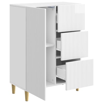 vidaXL - Dressoir - met - lade - Hoogglans - Wit - 66 - x - 34,5 - x - 90 - cm - Bewerkt - hout