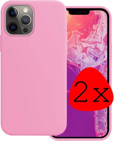 Hoesje 2 Stuks - Geschikt voor Apple iPhone 14 Pro - Sterk & Shockproof - Case Siliconen - Back Cover - Telefoon Hoes - Lichtroze
