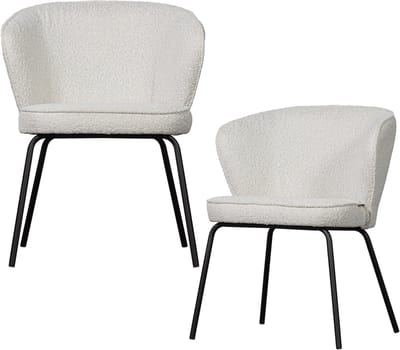 WOOOD Admit Eetkamerstoelen - Bouclé - Naturel - Set van 2