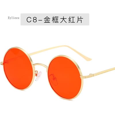 Super Lunettes de Soleil Rondes Circulaires Protection Solaire Adultes Femmes Designer Mode Élégantes Mode Hommes Adultes Vision Gn Sombre Lentilles Optiques Lunettes de Soleil UV red