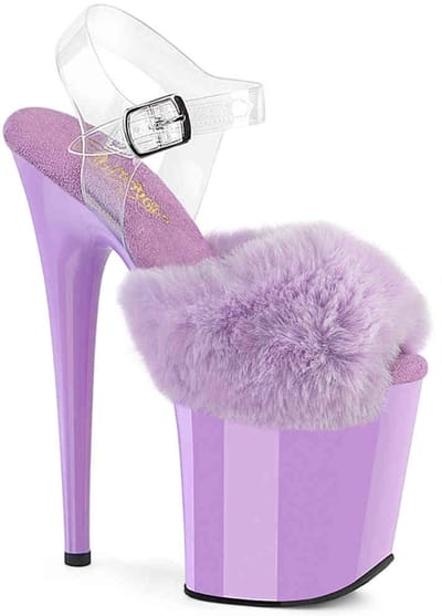Pleaser - FLAMINGO-808FUR Sandaal met enkelband, Paaldans schoenen - US 5 - 35 Shoes - Paars