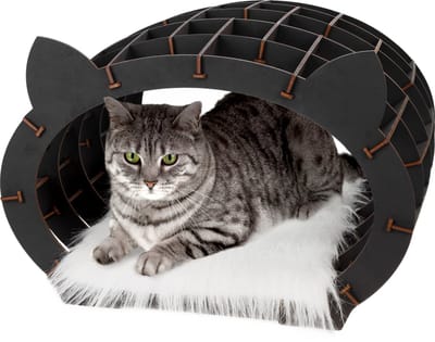 Eco Wood Art Modelbouwpakket Kattenhuis Zwart - 3D Puzzel - DIY - Hout
